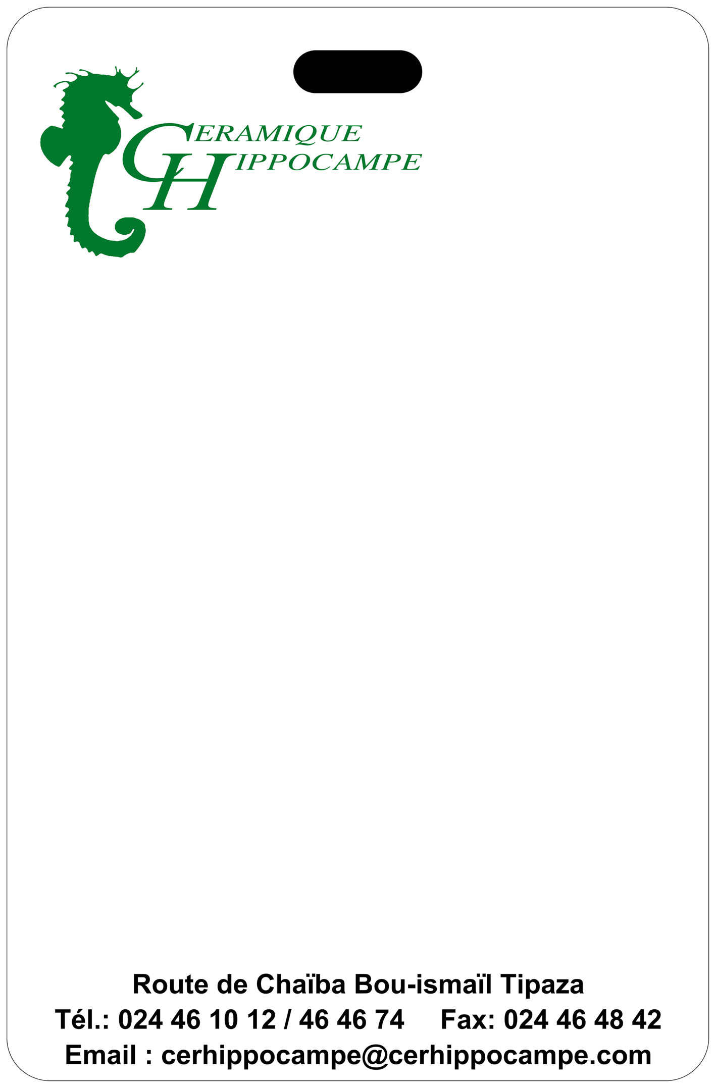 Panel en MDF, serigraf&iacute;ado con el fondo en color blanco, serigraf&iacute;a de anagrama en la parte de arriba en verde, direcci&oacute;n en negro en la parte baja del pane, cantos redondos.